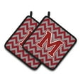 thumbnail image 1 of Letter M Chevron Maroon and White Pair of Pot Holders, 1 of 3
