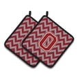thumbnail image 1 of Letter O Chevron Maroon and White Pair of Pot Holders, 1 of 7