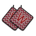 thumbnail image 1 of Letter W Chevron Maroon and White Pair of Pot Holders, 1 of 3