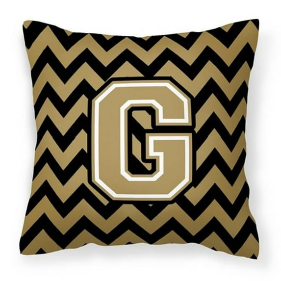 Carolines Treasures CJ1050-GPW1414 Letter G Chevron Black & Gold Fabric Decorative Pillow, 14 x 3 x 14 in.