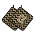 thumbnail image 1 of Letter Q Chevron Black and Gold Pair of Pot Holders, 1 of 7