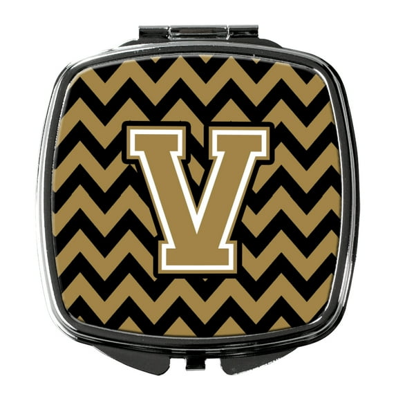 Carolines Treasures CJ1050-SCM-Parent Letter Chevron Black and Gold Compact Mirror CJ1050 multicolor