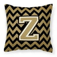 thumbnail image 1 of Carolines Treasures CJ1050-ZPW1414 Letter Z Chevron Black & Gold Fabric Decorative Pillow, 14 x 3 x 14 in., 1 of 2