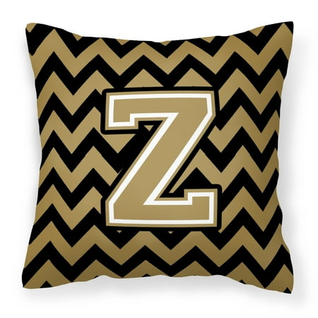 Carolines Treasures CJ1050-ZPW1414 Letter Z Chevron Black & Gold Fabric Decorative Pillow, 14 x 3 x 14 in.