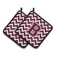 thumbnail image 1 of Carolines Treasures CJ1051-BPTHD Letter B Chevron Maroon & White Pair of Pot Holders, 7.5 x 3 x 7.5 in., 1 of 7
