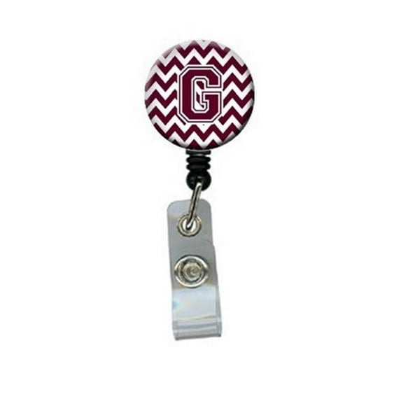 Carolines Treasures CJ1051-GBR Letter G Chevron Maroon & White Retractable Badge Reel, 5 x 1 x 2 in.