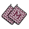 thumbnail image 1 of Letter M Chevron Maroon and White Pair of Pot Holders, 1 of 3