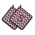 thumbnail image 1 of Carolines Treasures CJ1051-SPTHD Letter S Chevron Maroon & White Pair of Pot Holders, 7.5 x 3 x 7.5 in., 1 of 7