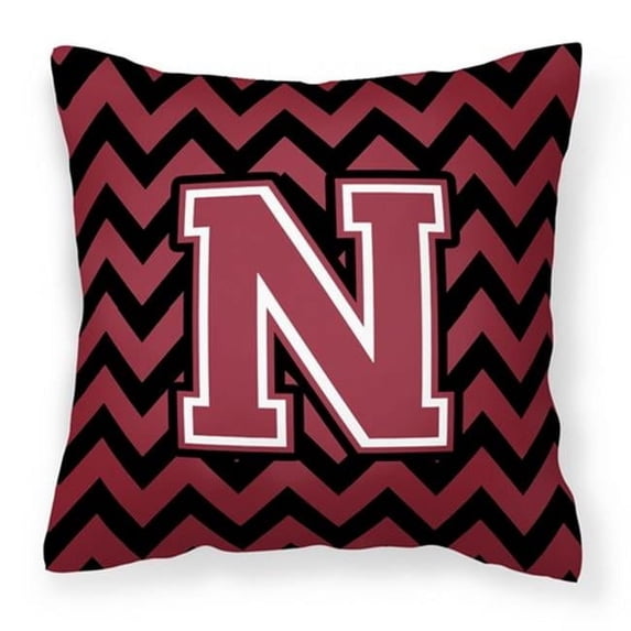Carolines Treasures CJ1052-NPW1414 Letter N Chevron Garnet & Black Fabric Decorative Pillow