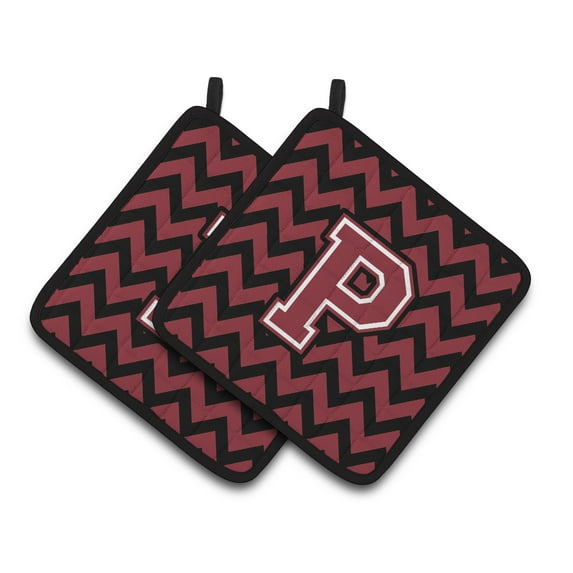 Carolines Treasures CJ1052-PPTHD Letter P Chevron Garnet and Black Pair of Pot Holders, 7.5HX7.5W, multicolor