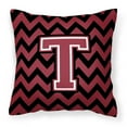 thumbnail image 1 of Letter T Chevron Garnet and Black Fabric Decorative Pillow, 1 of 2