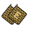 thumbnail image 1 of Carolines Treasures CJ1053-EPTHD Letter E Chevron Black and Gold Pair of Pot Holders, 7.5HX7.5W, multicolor, 1 of 2