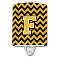 thumbnail image 1 of Carolines Treasures CJ1053-FCNL Letter F Chevron Black and Gold Ceramic Night Light, 6x4x3", multicolor, 1 of 1