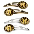 thumbnail image 1 of Carolines Treasures CJ1053-HHCS4 Letter H Chevron Black & Gold Barrettes Hair Clips, Set of 4, 1 of 1