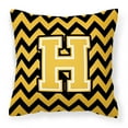 thumbnail image 1 of Carolines Treasures CJ1053-HPW1414 Letter H Chevron Black & Gold Fabric Decorative Pillow, 1 of 2
