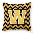 thumbnail image 1 of Carolines Treasures CJ1053-WPW1414 Letter W Chevron Black & Gold Fabric Decorative Pillow, 1 of 4