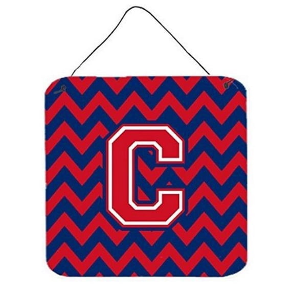 Carolines Treasures CJ1054-CDS66 Letter C Chevron Yale Blue & Crimson Wall or Door Hanging Prints