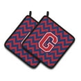thumbnail image 1 of Carolines Treasures CJ1054-GPTHD Letter G Chevron Yale Blue & Crimson Pair of Pot Holders, 7.5 x 3 x 7.5 in., 1 of 7