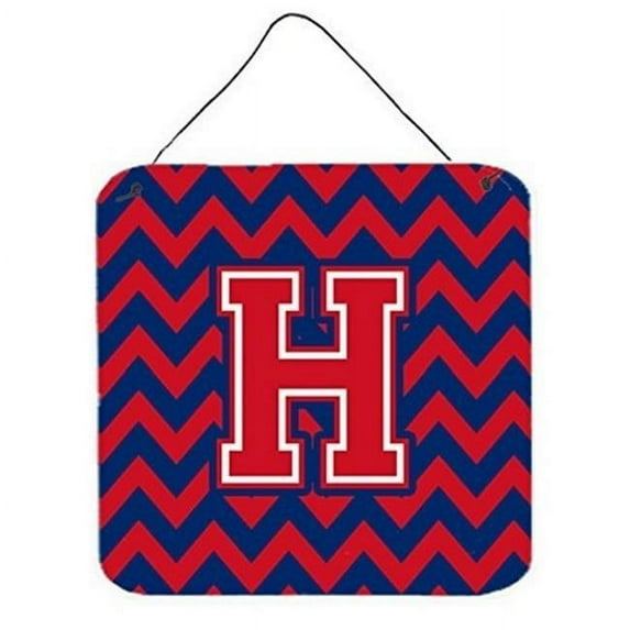 Carolines Treasures CJ1054-HDS66 Letter H Chevron Yale Blue & Crimson Wall or Door Hanging Prints