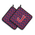 thumbnail image 1 of Carolines Treasures CJ1054-JPTHD Letter J Chevron Yale Blue & Crimson Pair of Pot Holders, 7.5 x 3 x 7.5 in., 1 of 7