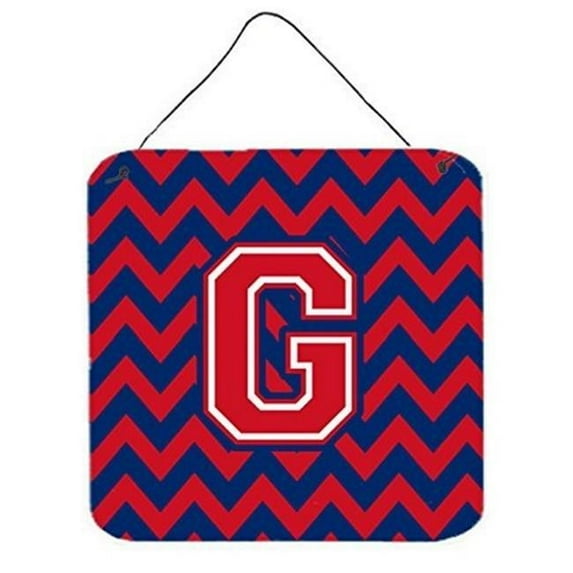Carolines Treasures CJ1054-GDS66 Letter G Chevron Yale Blue & Crimson Wall or Door Hanging Prints