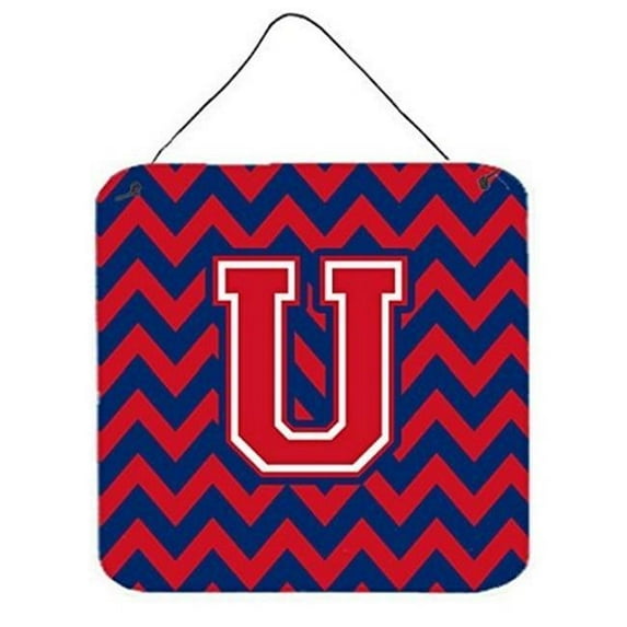 Carolines Treasures CJ1054-UDS66 Letter U Chevron Yale Blue & Crimson Wall or Door Hanging Prints