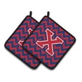 thumbnail image 1 of Caroline's Treasures Holders Letter X Chevron Yale Blue and Crimson Pair of Pot Holders, Polyester Fabric, 7.5 X 7.5 inch, 1 of 7