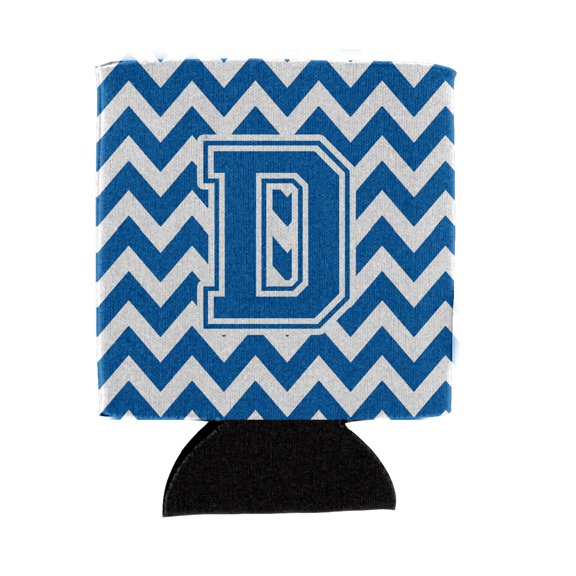 Carolines Treasures CJ1056-DCC Letter D Chevron Blue and White Can or Bottle Hugger Can Hugger multicolor
