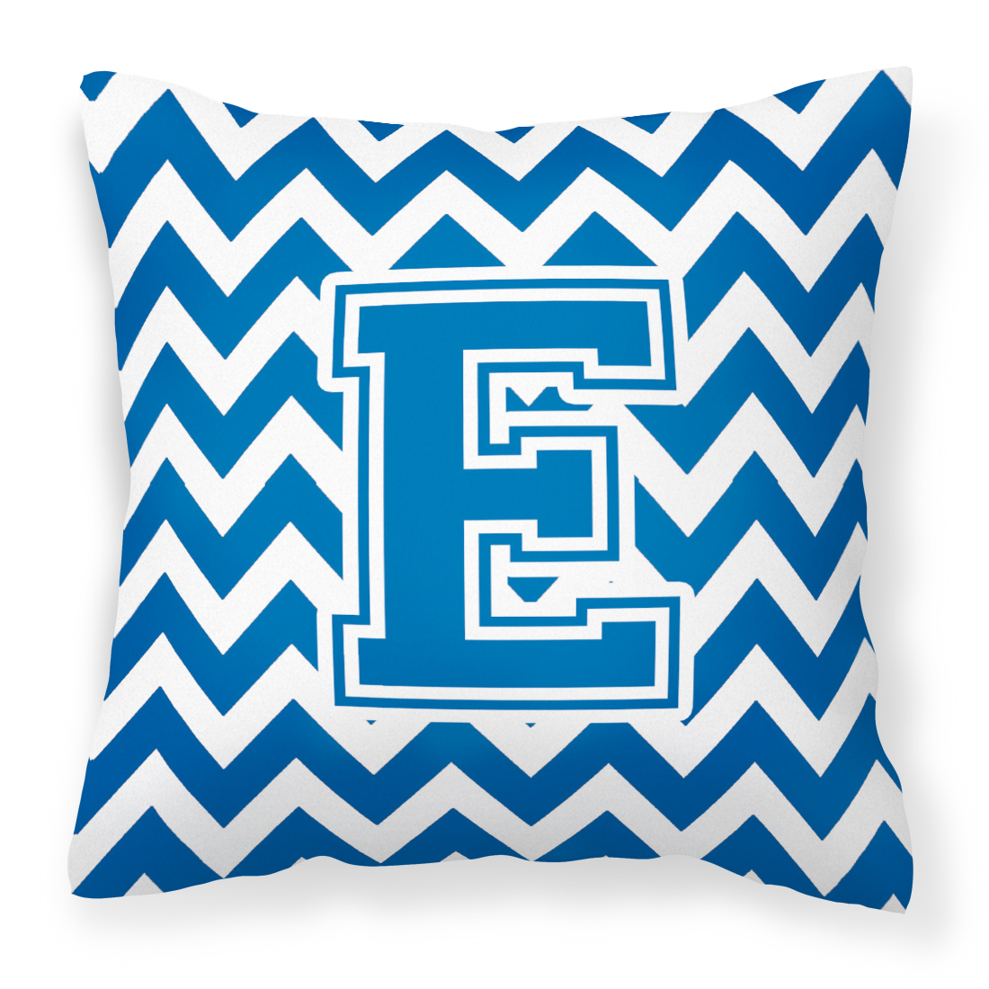 Carolines Treasures CJ1056-EPW1414 Letter E Chevron Blue & White Fabric Decorative Pillow