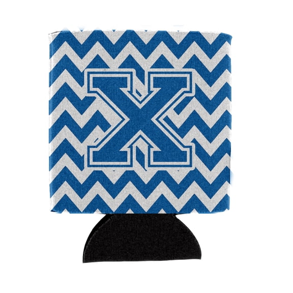 Carolines Treasures CJ1056-XCC Letter X Chevron Blue and White Can or Bottle Hugger Can Hugger multicolor