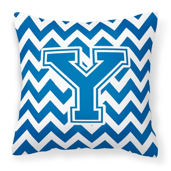 Carolines Treasures CJ1056-YPW1414 Letter Y Chevron Blue & White Fabric Decorative Pillow