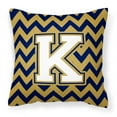 thumbnail image 1 of Carolines Treasures CJ1057-KPW1414 Letter K Chevron Navy Blue & Gold Fabric Decorative Pillow, 1 of 2