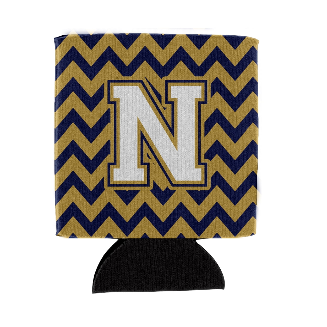 Carolines Treasures CJ1057-NCC Letter N Chevron Navy Blue and Gold Can or Bottle Hugger Can Hugger multicolor