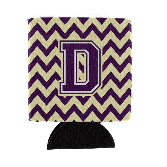 Carolines Treasures CJ1058-DCC Letter D Chevron Purple and Gold Can or Bottle Hugger Can Hugger multicolor