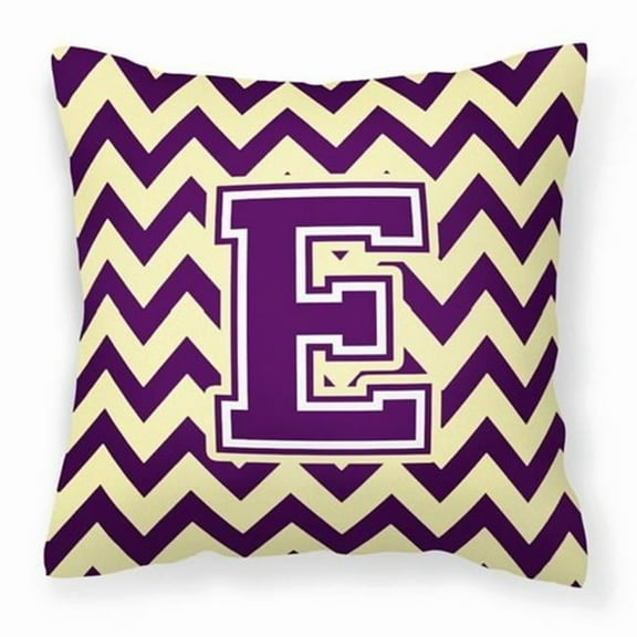 Carolines Treasures CJ1058-EPW1414 Letter E Chevron Purple & Gold Fabric Decorative Pillow