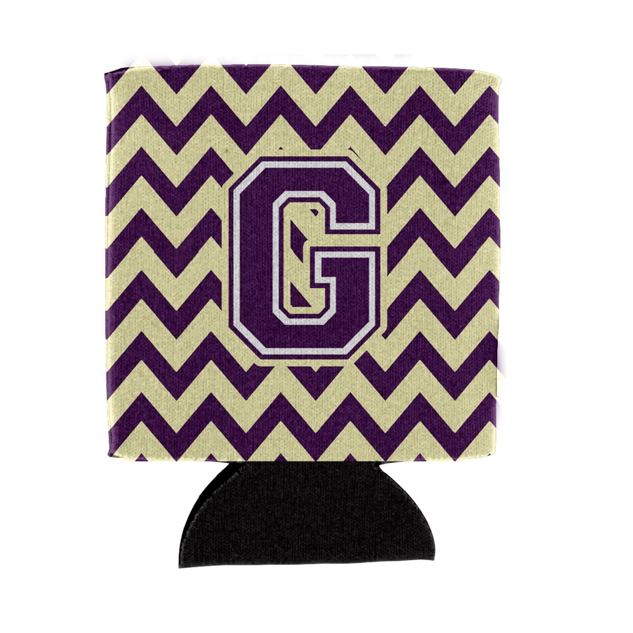 Carolines Treasures CJ1058-GCC Letter G Chevron Purple and Gold Can or Bottle Hugger  Can Hugger multicolor