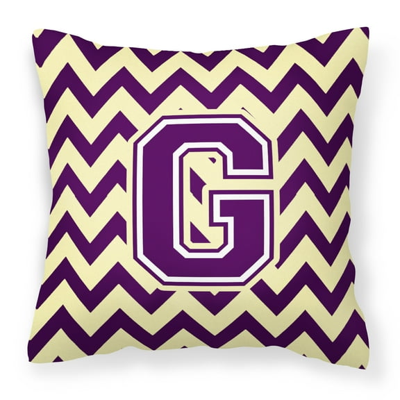 Carolines Treasures CJ1058-GPW1414 Letter G Chevron Purple & Gold Fabric Decorative Pillow