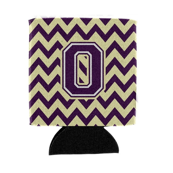 Carolines Treasures CJ1058-OCC Letter O Chevron Purple and Gold Can or Bottle Hugger  Can Hugger multicolor