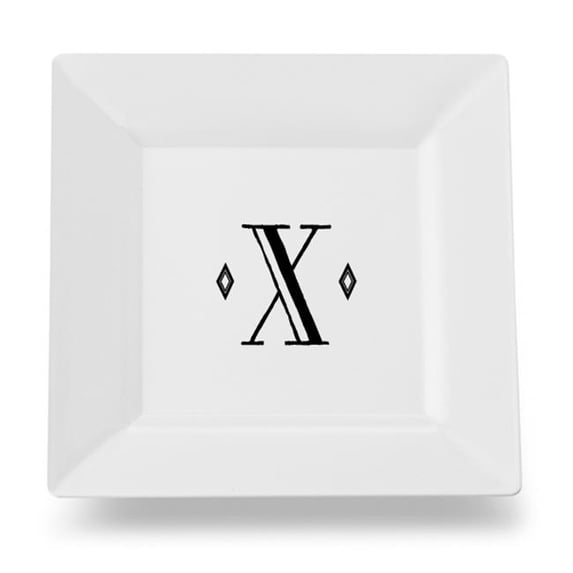 Carolines Treasures CJ1058-XSP115 Letter X Initial Monogram Retro Square Ceramic Platter Or Plate