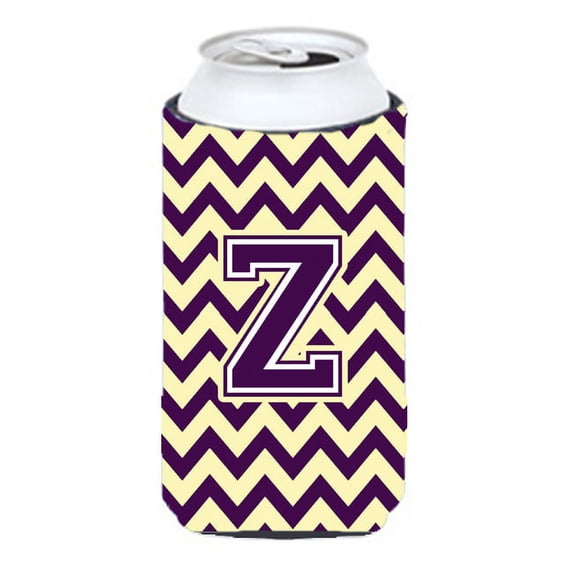 Carolines Treasures CJ1058-ZTBC Letter Z Chevron Purple and Gold Tall Boy Beverage Insulator Hugger  Tall Boy multicolor