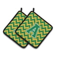 thumbnail image 1 of Carolines Treasures CJ1059-APTHD Letter A Chevron Green and Gold Pair of Pot Holders, 7.5HX7.5W, multicolor, 1 of 2