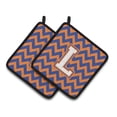thumbnail image 1 of Letter L Chevron Blue and Orange #3 Pair of Pot Holders, 1 of 2