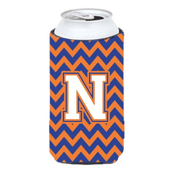 Carolines Treasures CJ1060-NTBC Letter N Chevron Blue and Orange Tall Boy Beverage Insulator Hugger  Tall Boy multicolor