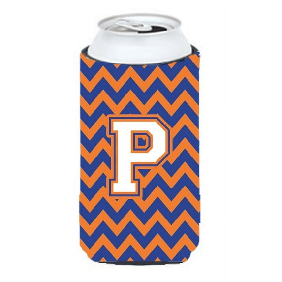Carolines Treasures CJ1060-PTBC Letter P Chevron Blue and Orange Tall Boy Beverage Insulator Hugger Tall Boy multicolor