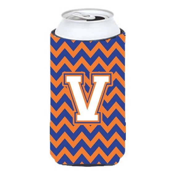 Carolines Treasures CJ1060-VTBC Letter V Chevron Blue and Orange Tall Boy Beverage Insulator Hugger  Tall Boy multicolor