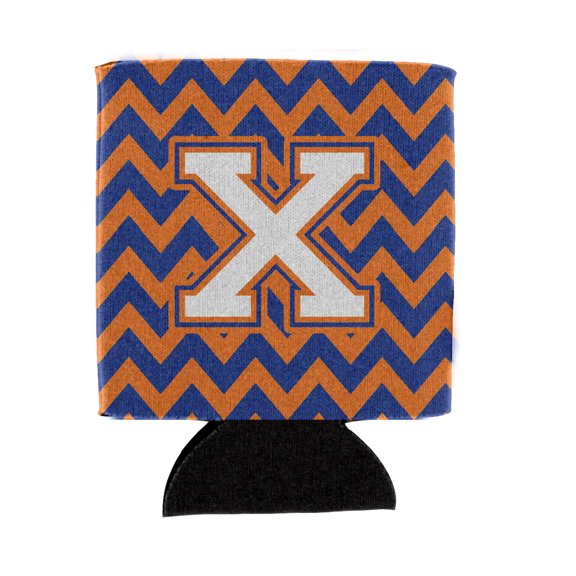 Carolines Treasures CJ1060-XCC Letter X Chevron Blue and Orange 3 Can or Bottle Hugger Can Hugger multicolor