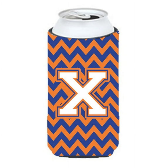 Carolines Treasures CJ1060-XTBC Letter X Chevron Blue and Orange Tall Boy Beverage Insulator Hugger Tall Boy multicolor