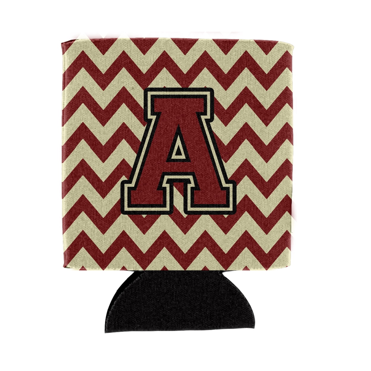 Carolines Treasures CJ1061-ACC Letter A Chevron Maroon and Gold Can or Bottle Hugger  Can Hugger multicolor