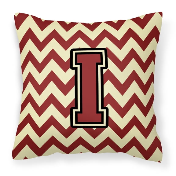 Carolines Treasures CJ1061-IPW1414 Letter I Chevron Maroon & Gold Fabric Decorative Pillow