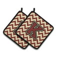 thumbnail image 1 of Letter K Chevron Maroon and Gold Pair of Pot Holders, 1 of 2